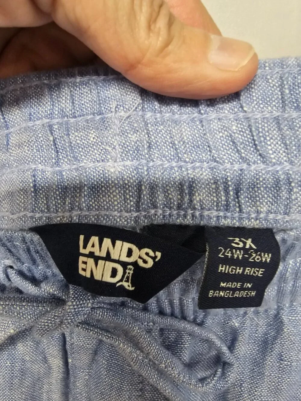 Lands' End Pants Blue Linen Crop Beach Summer Casual Wide Leg 3X - Picture 7 of 11